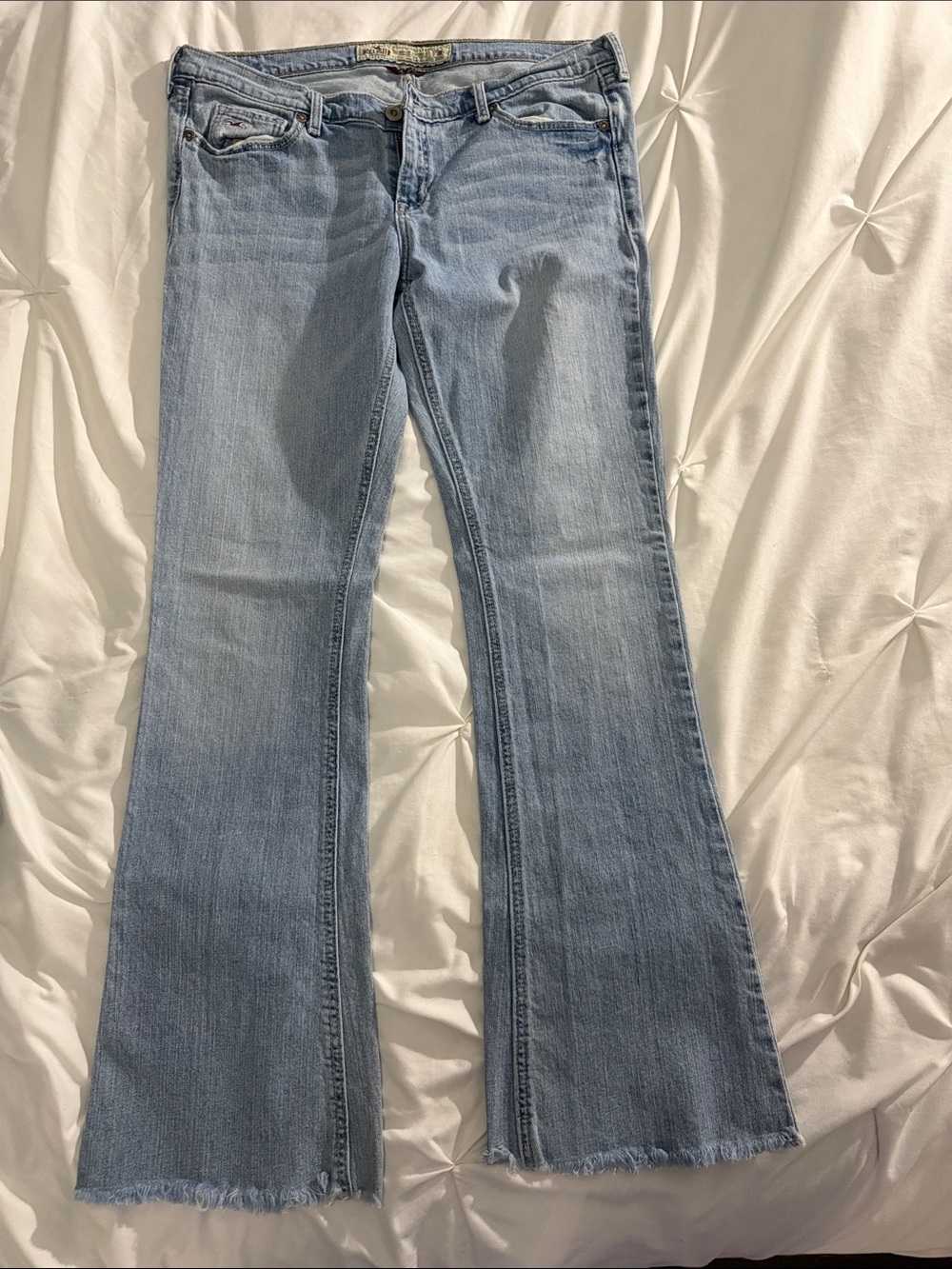 Hollister Light Wash Flare Jeans with Raw Hem